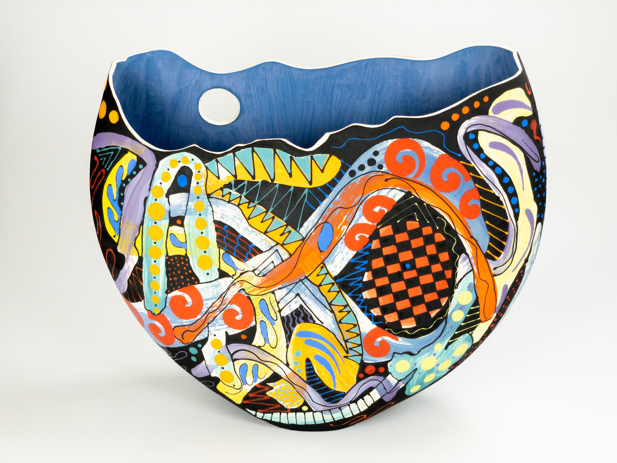 Purple Loch II — JeanElton DiskVase in Multi-Color/Blue, front view