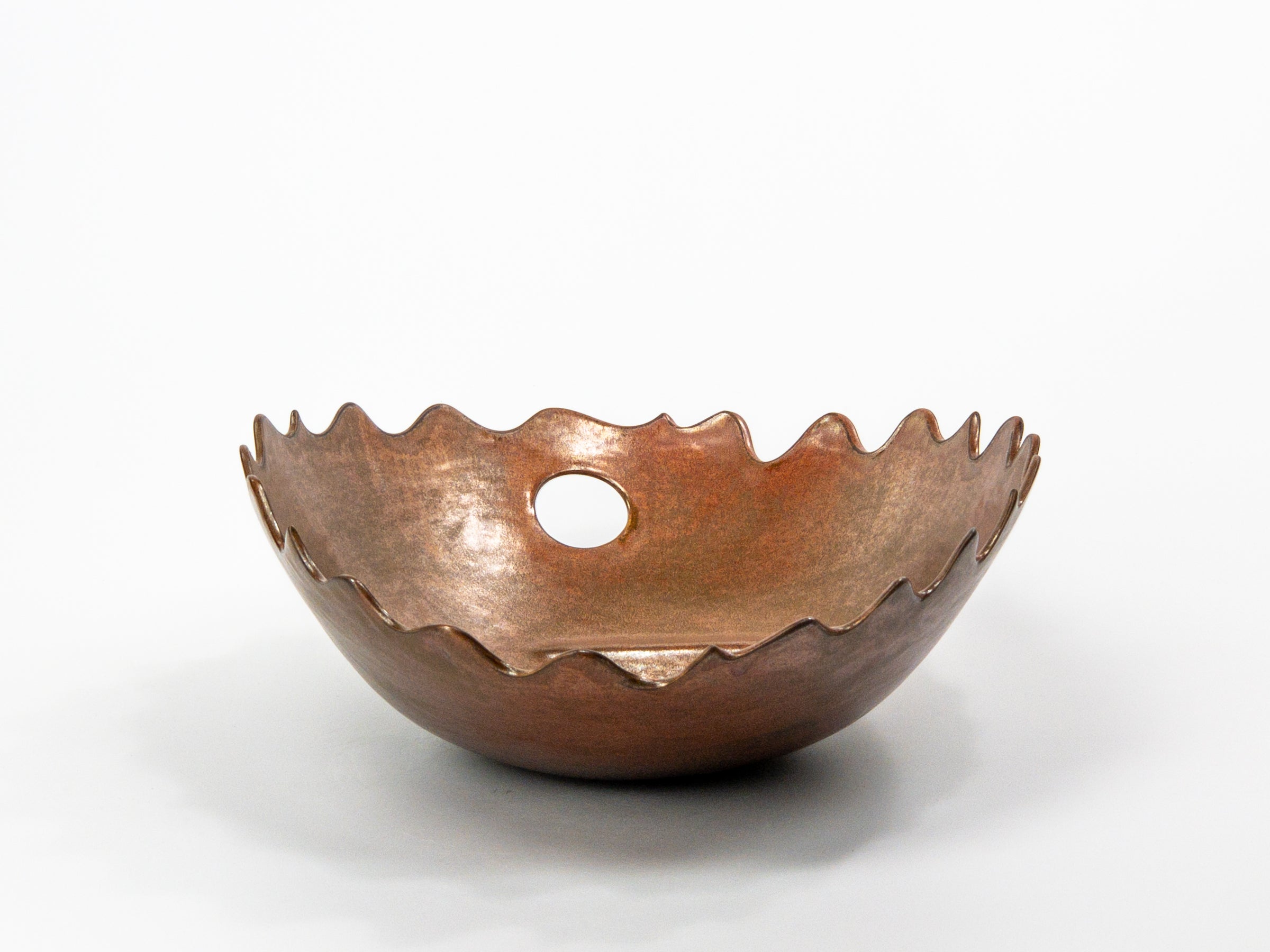 Copper Tide — JeanElton EllipticalBowl in Gold & Metallic, three-quarter view