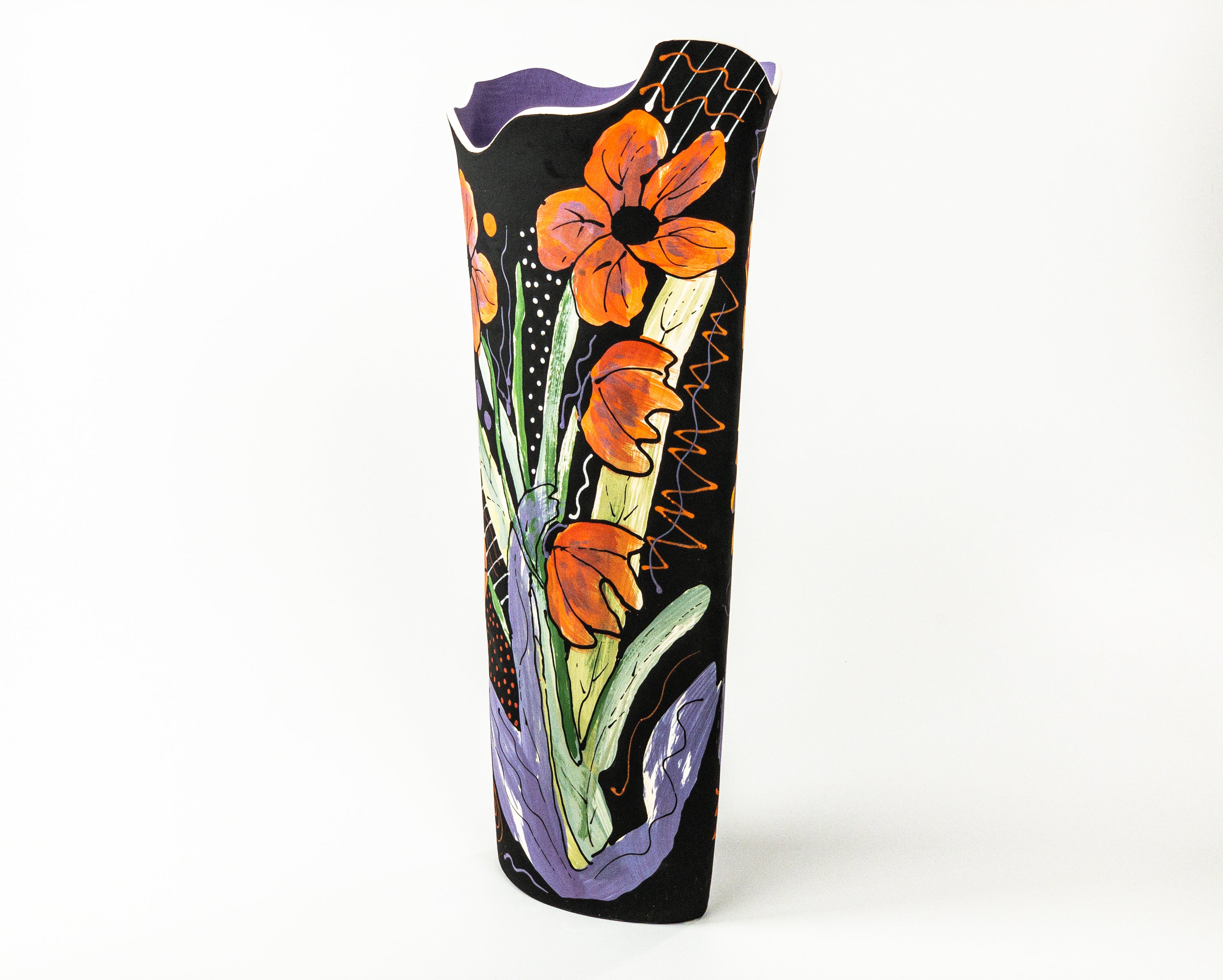 Tall Flowers — JeanElton OvalVase in Multi-Color/Purple, three-quarter view