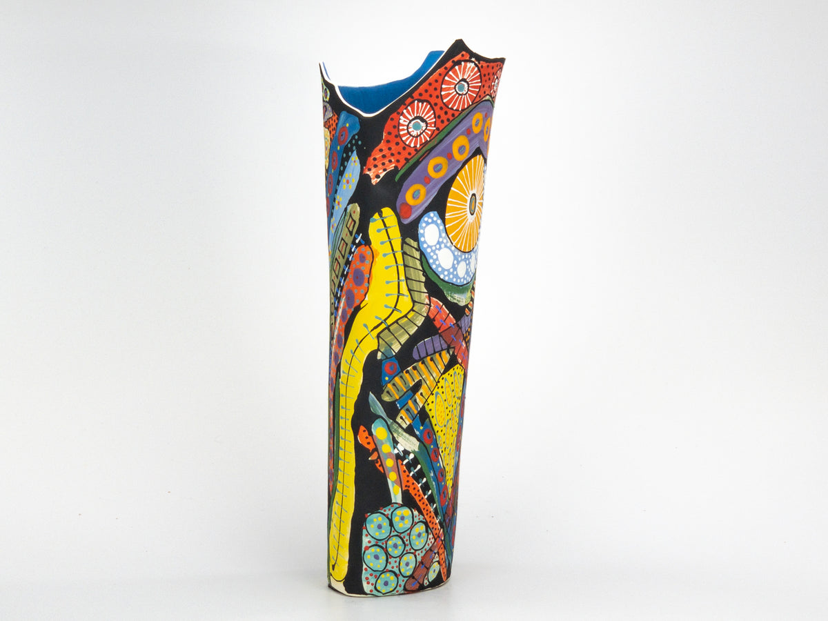 SkySkein — JeanElton OvalVase in Multi-Color/Blue, side view