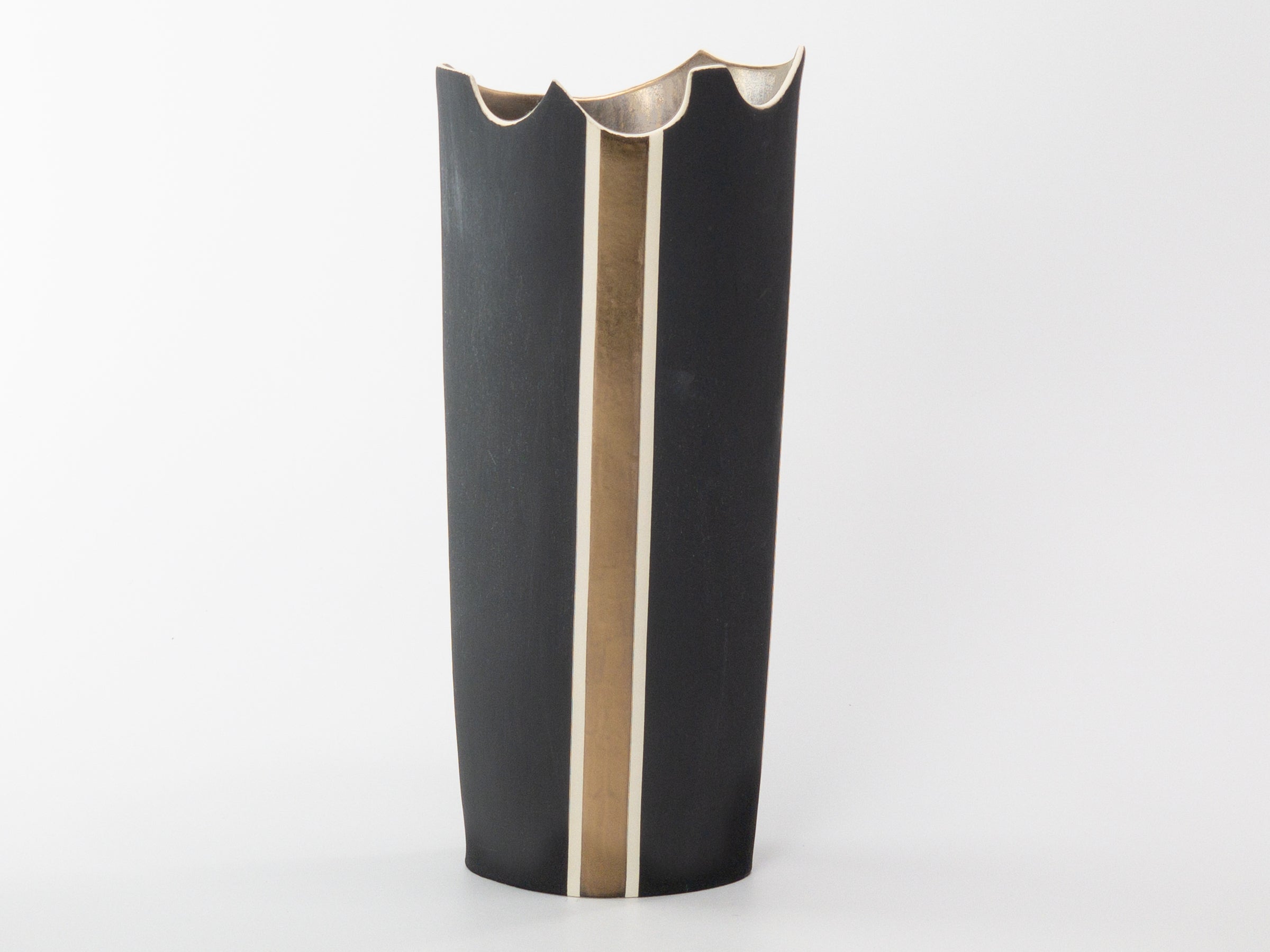 Golden Spike — JeanElton OvalVase in Gold & Metallic, front view