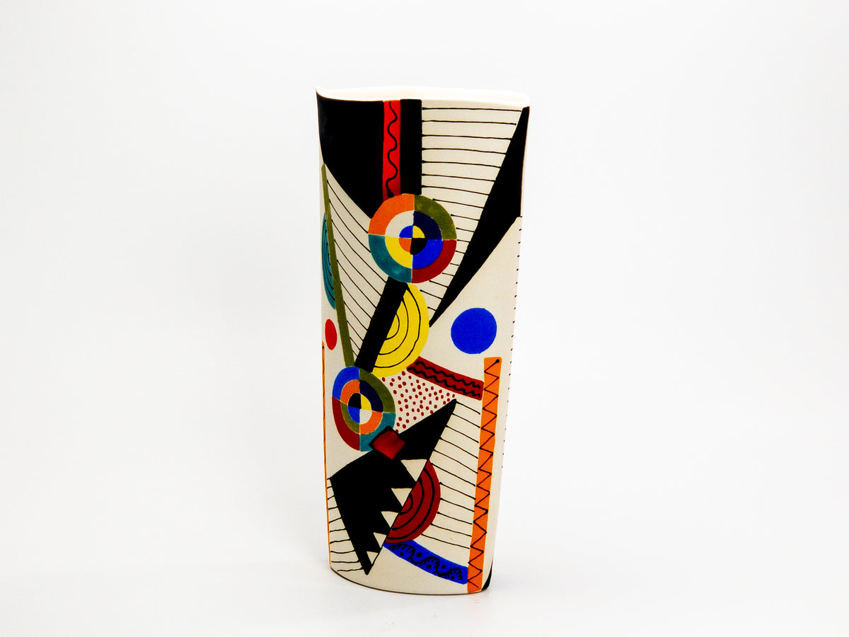 Calder Mobile Tribute — JeanElton OvalVase in Multi-Color/Cream, front view