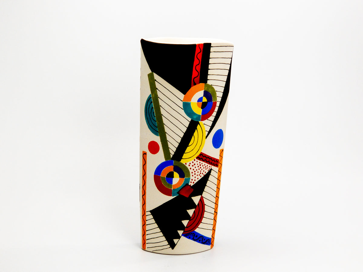 Calder Mobile Tribute — JeanElton OvalVase in Multi-Color/Cream, three-quarter view