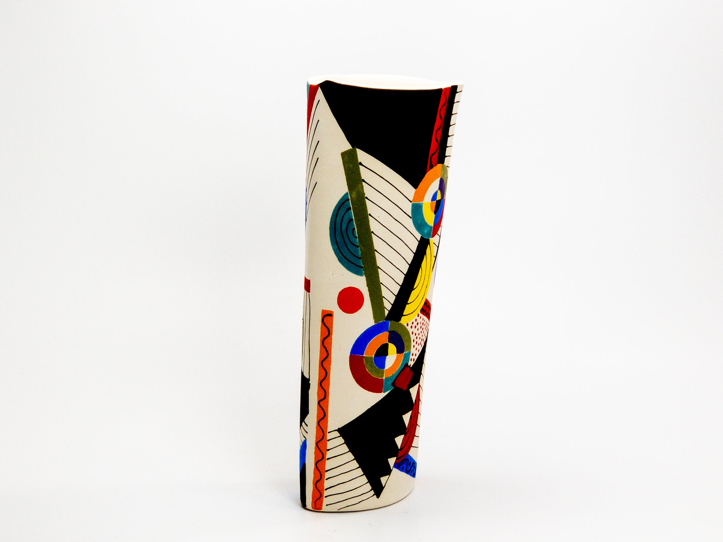 Calder Mobile Tribute — JeanElton OvalVase in Multi-Color/Cream, side view