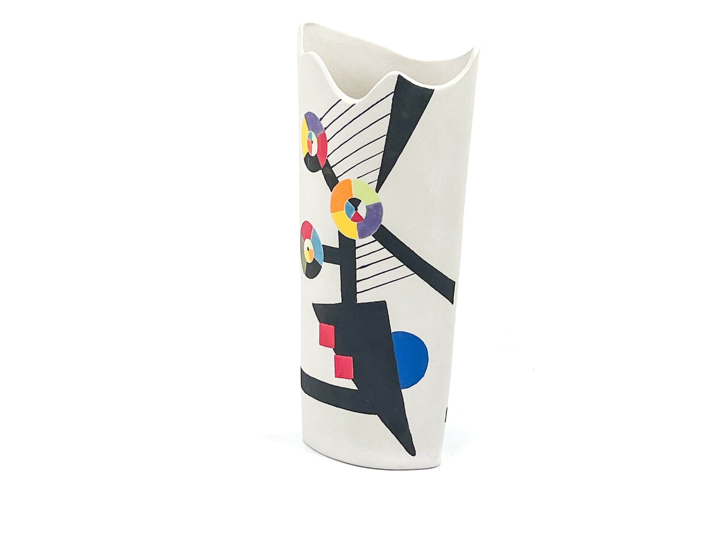 Calder Mobile Tribute III — JeanElton OvalVase in Multi-Color/Cream, three-quarter view