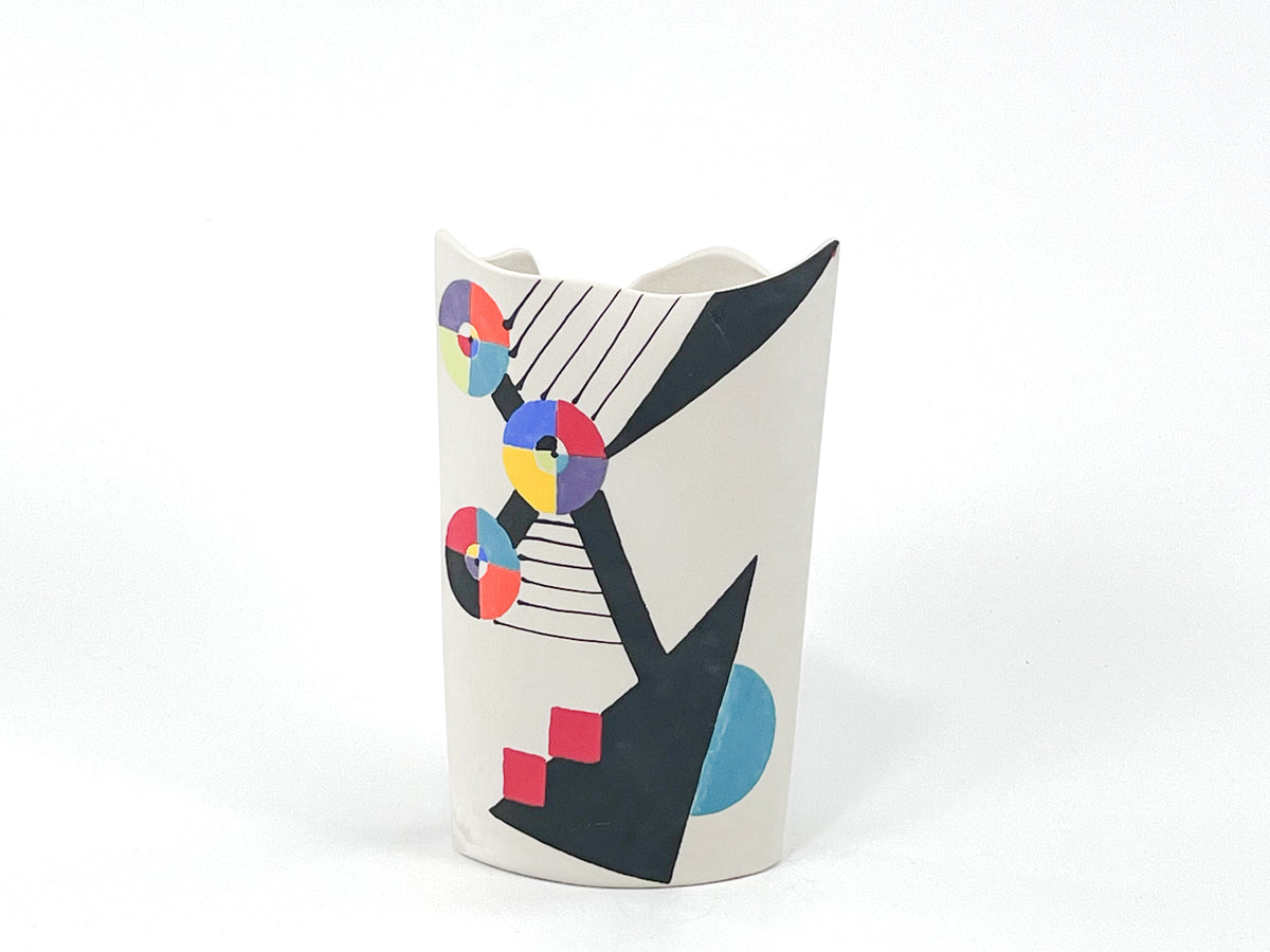 Calder Mobile Tribute II — JeanElton OvalVase in Multi-Color/Cream, front view