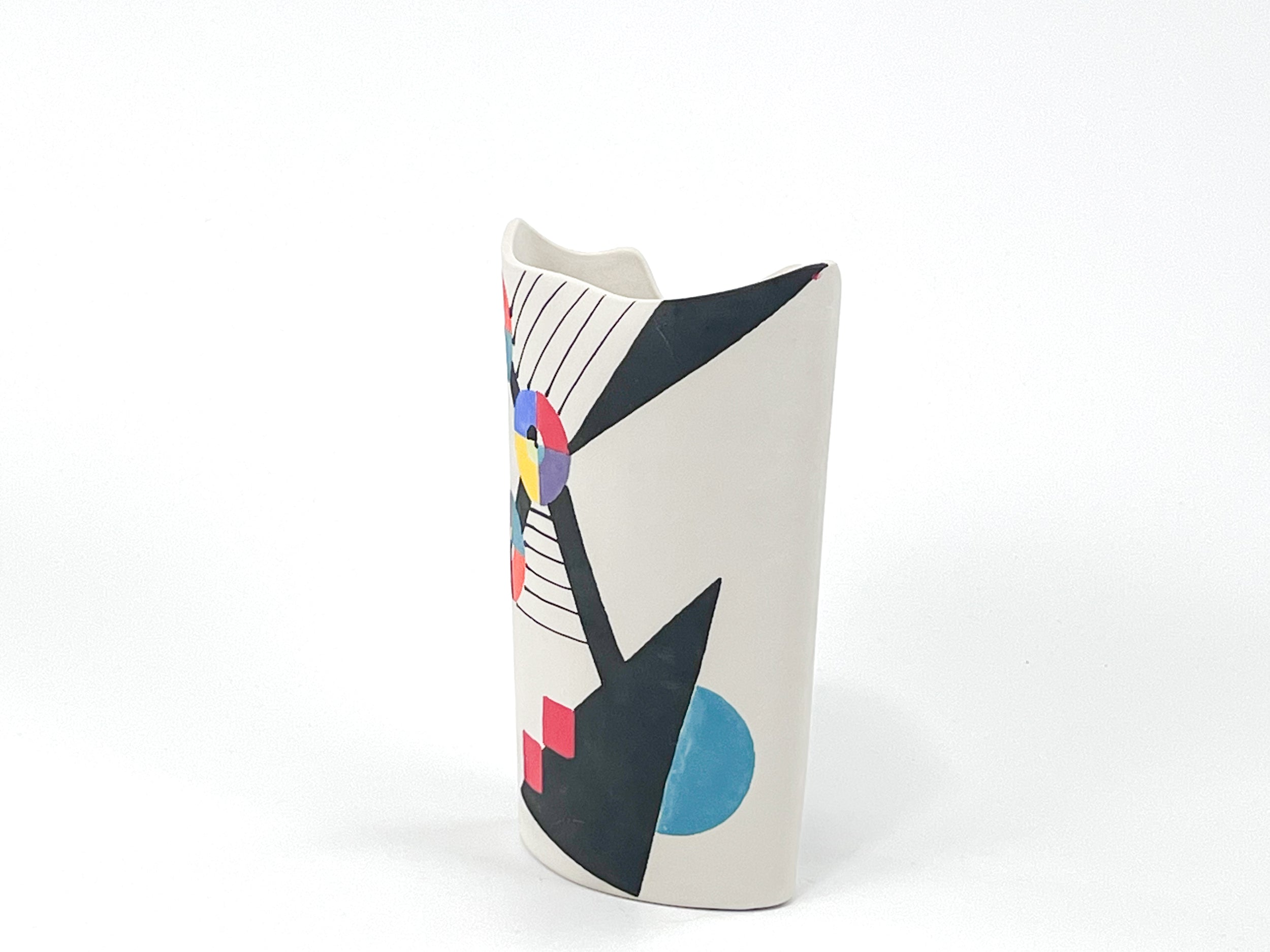 Calder Mobile Tribute II — JeanElton OvalVase in Multi-Color/Cream, three-quarter view