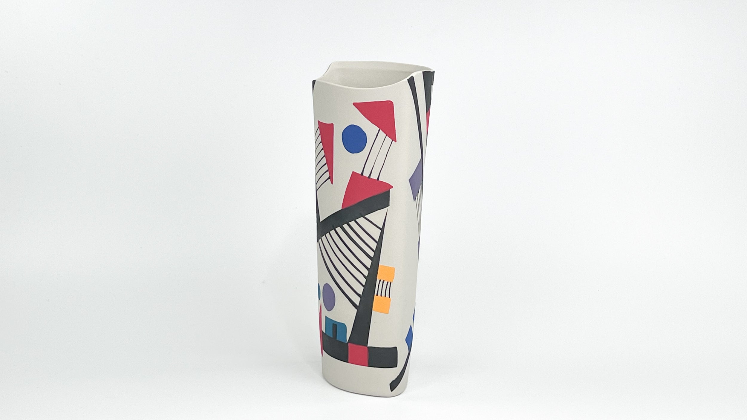 Calder Mobile Tribute V — JeanElton OvalVase in Multi-Color/Cream, side view
