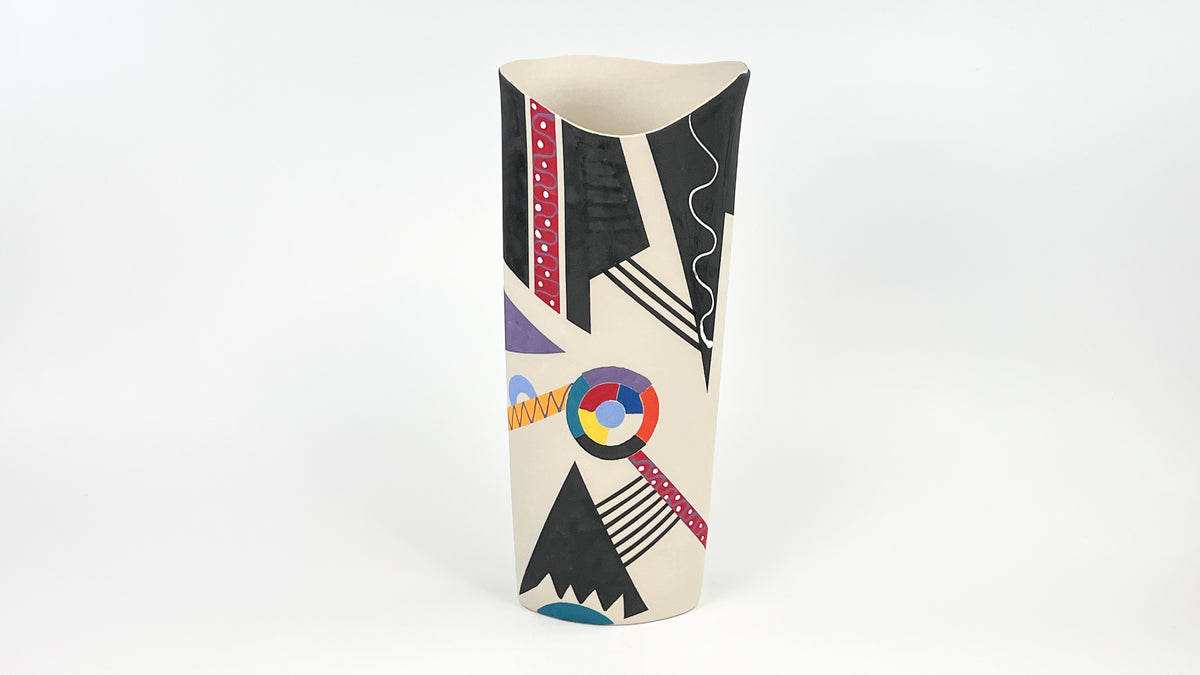 Calder Mobile Tribute VII — JeanElton OvalVase in Multi-Color/Cream, front view