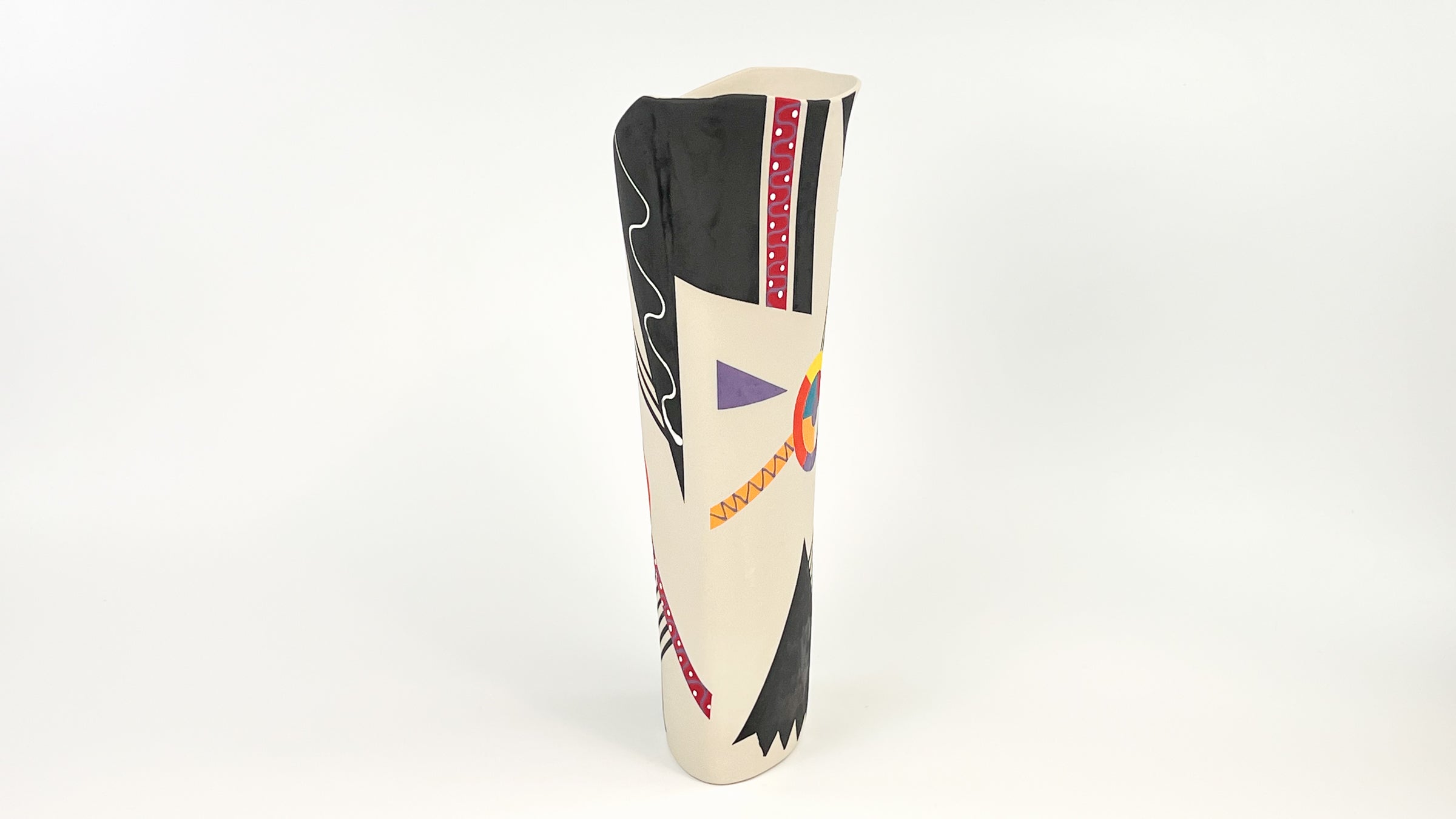 Calder Mobile Tribute VII — JeanElton OvalVase in Multi-Color/Cream, side view