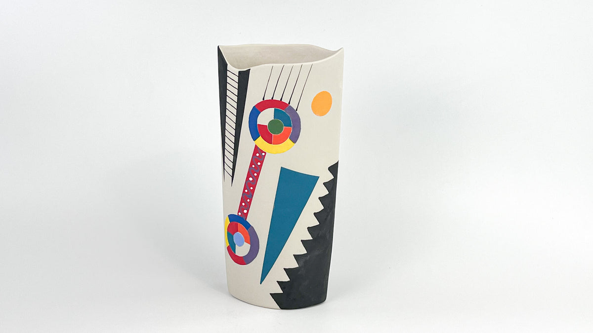 Calder Mobile Tribute VIII — JeanElton OvalVase in Multi-Color/Cream, front view