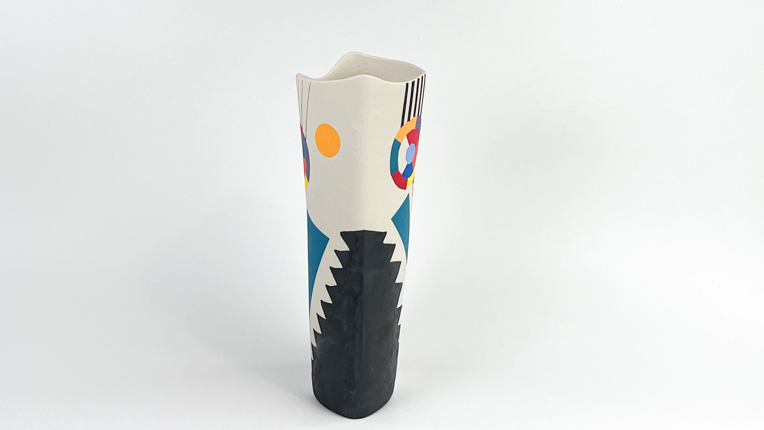 Calder Mobile Tribute VIII — JeanElton OvalVase in Multi-Color/Cream, side view
