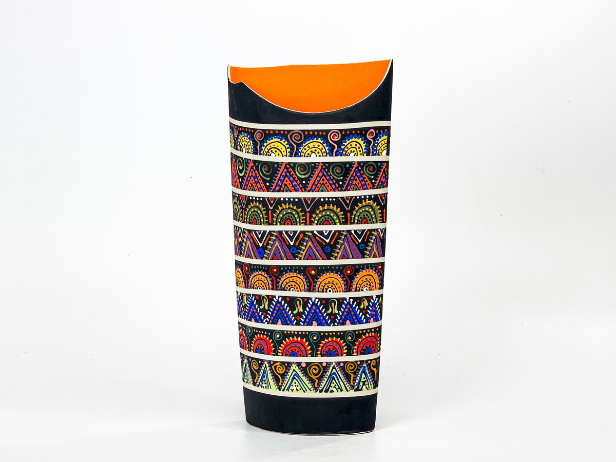 Sunset on the Rockies — JeanElton OvalVase in Multi-Color/Orange, front view