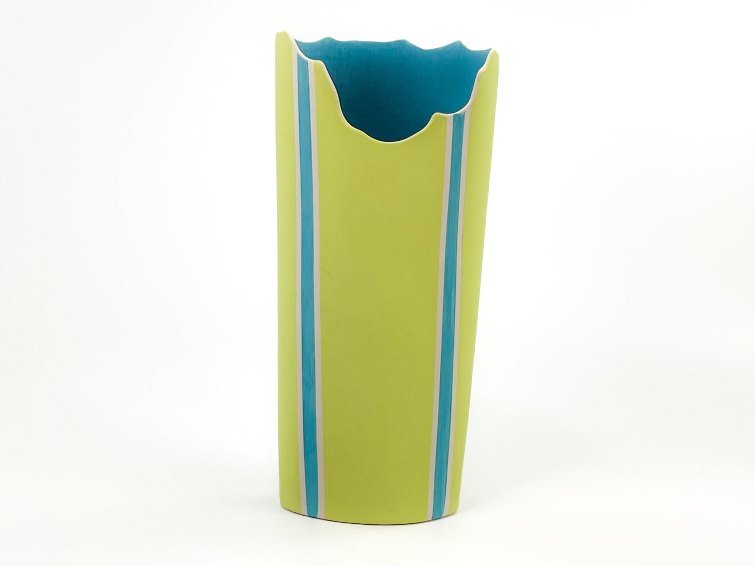 Veranda Breeze — JeanElton OvalVase in Green & Olive, front view