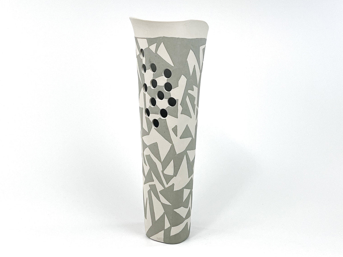 Shadow Glyph I — JeanElton OvalVase in Neutral & Earth, side view