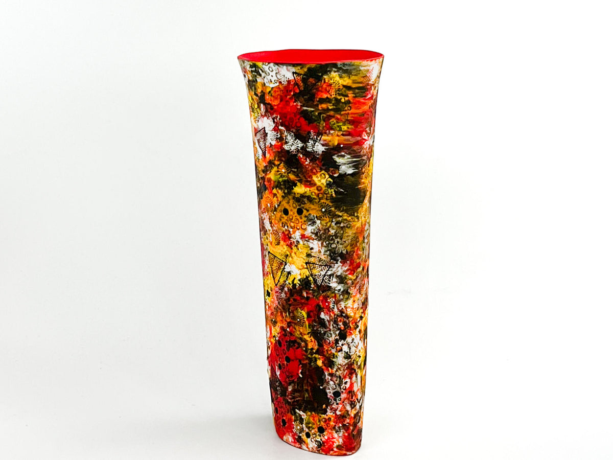 Solar Radiance — JeanElton OvalVase in Red & Orange, side view