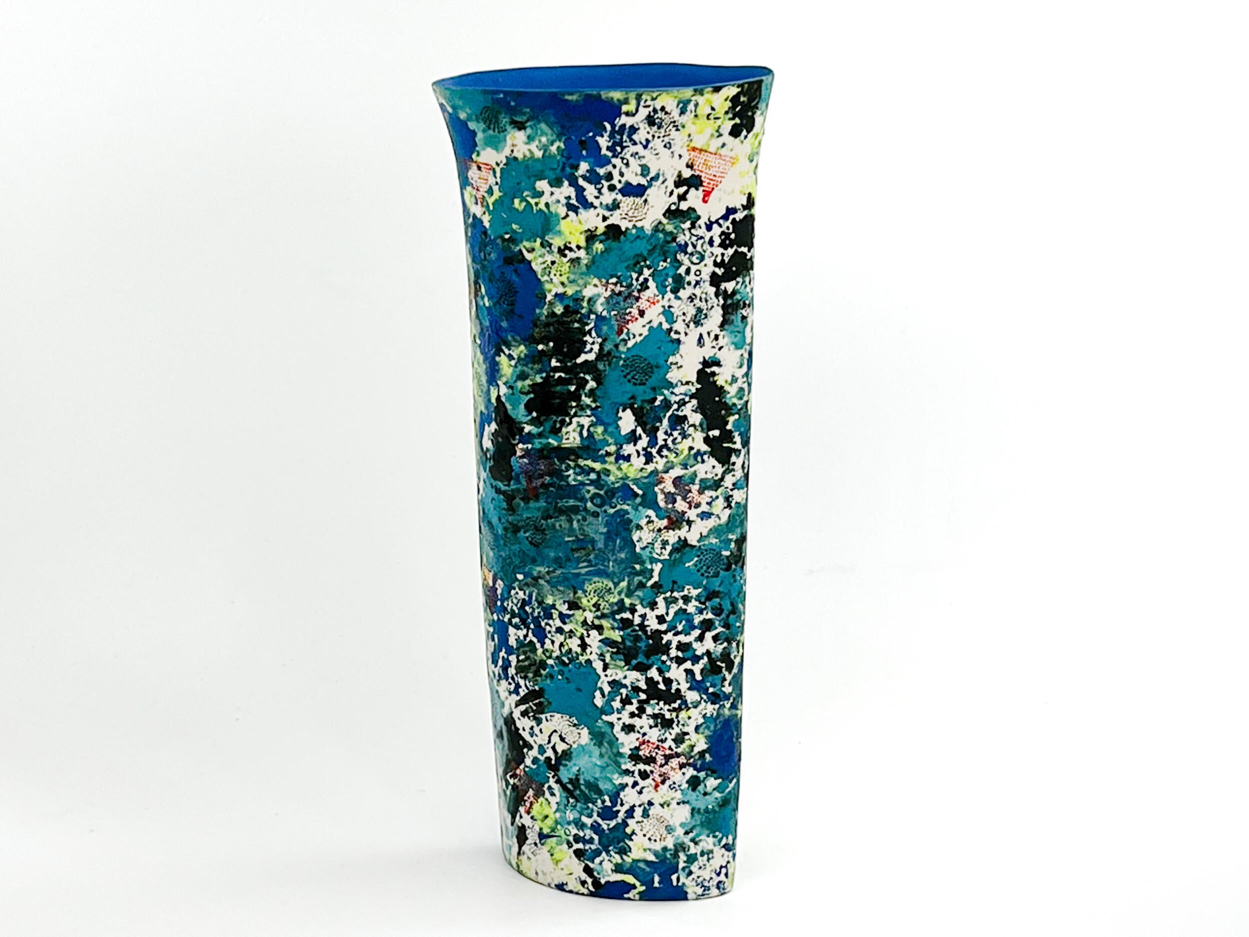 Luminous Forest — JeanElton OvalVase in Green & Olive, three-quarter view