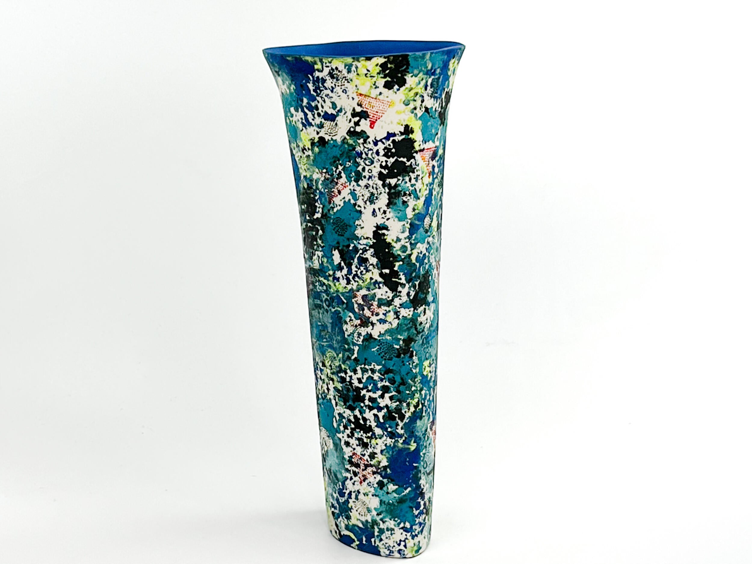 Luminous Forest — JeanElton OvalVase in Green & Olive, side view