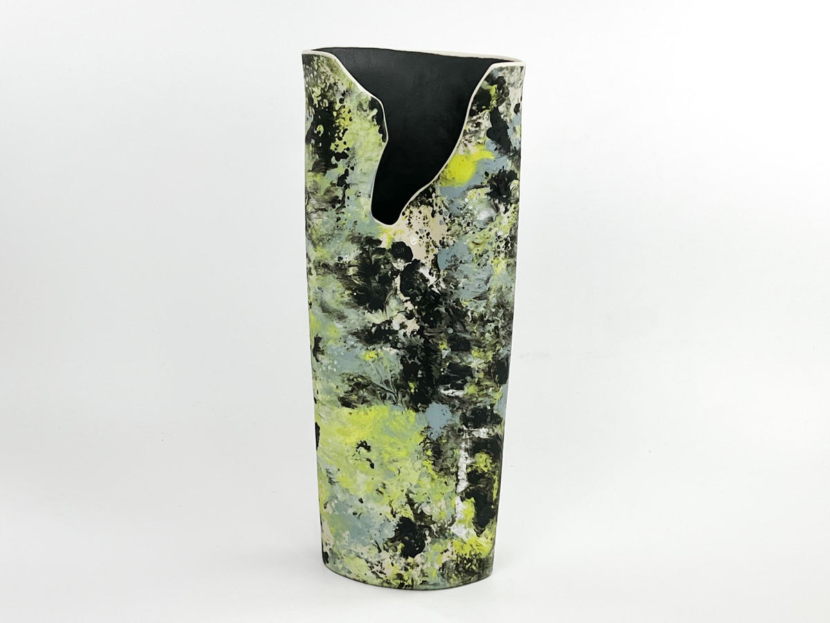 Moss Veil — JeanElton OvalVase in Green & Olive, front view