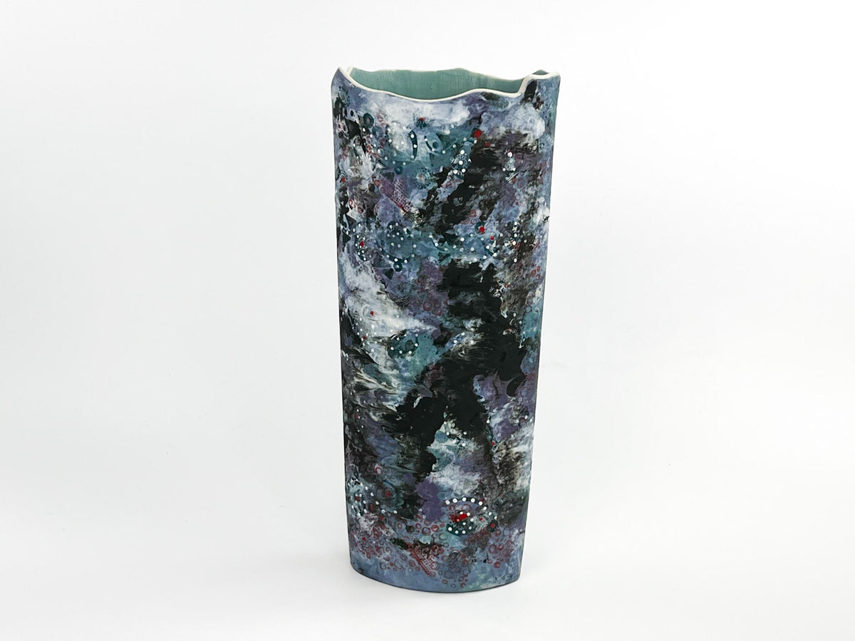 Celestial Drift — JeanElton OvalVase in Blue & Purple, front view
