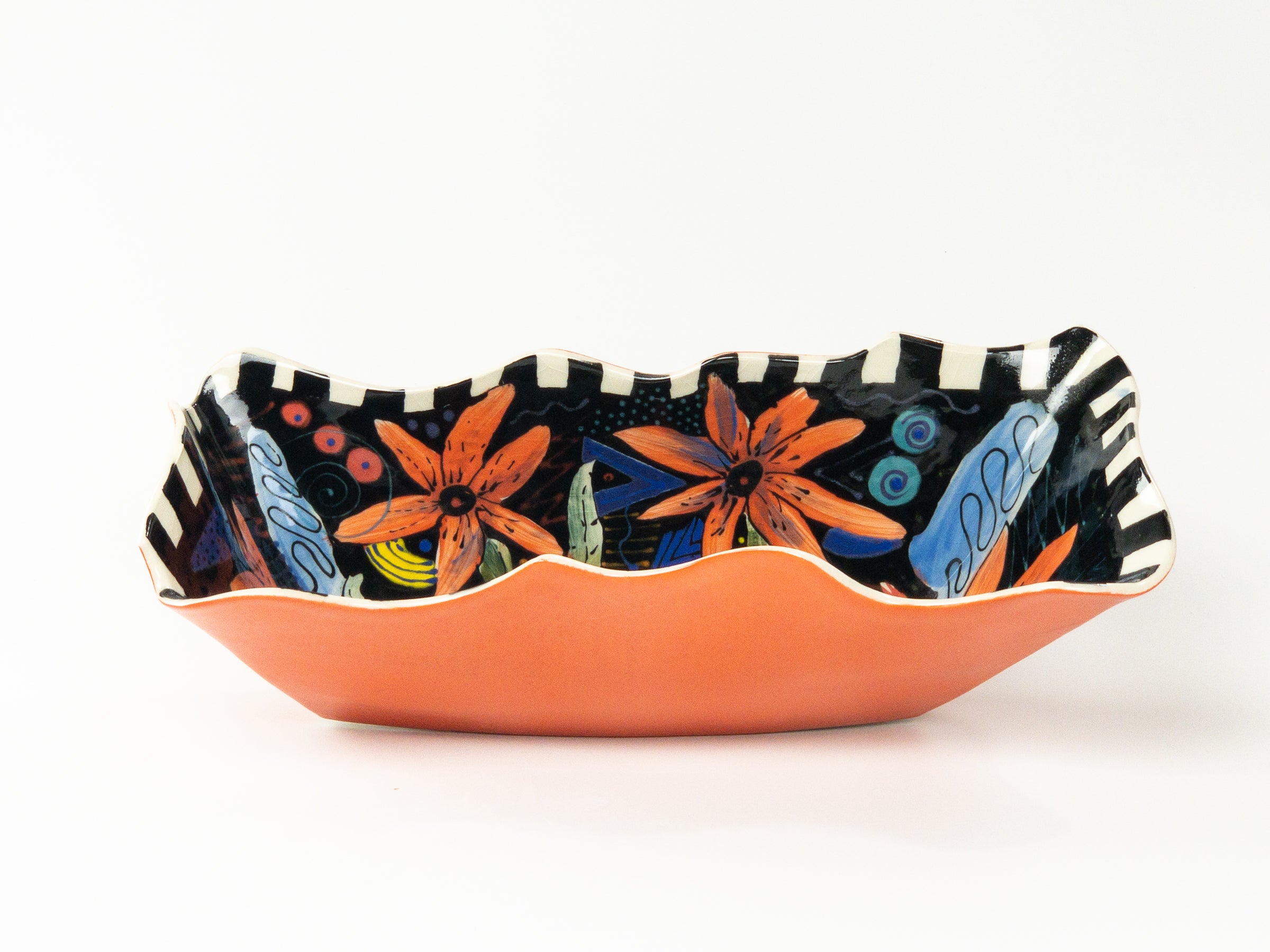 Perennial Promenade — JeanElton RectangularVessel in Black & Orange, front view