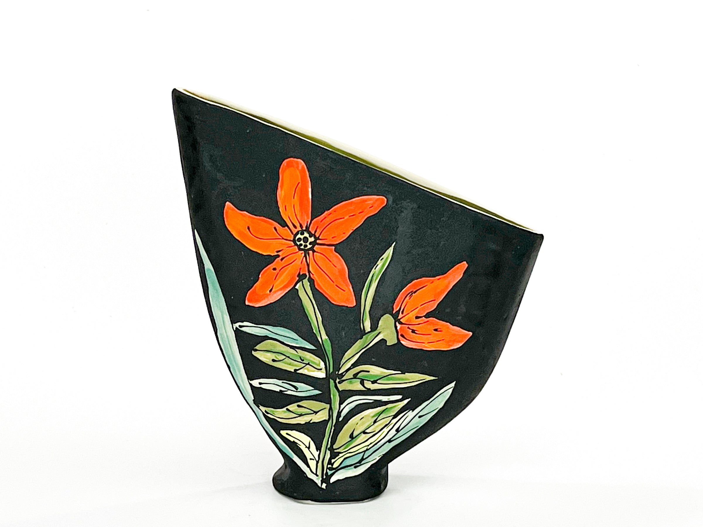Tiger Lillies II — JeanElton SailVase in Black & Orange, front view