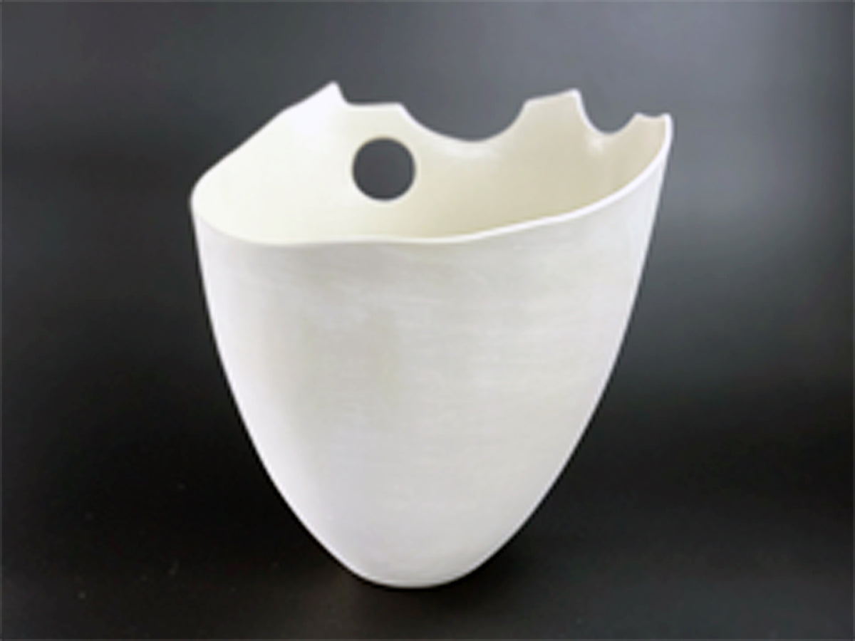 Winter Halo — JeanElton TallVase in Neutral & Earth, front view