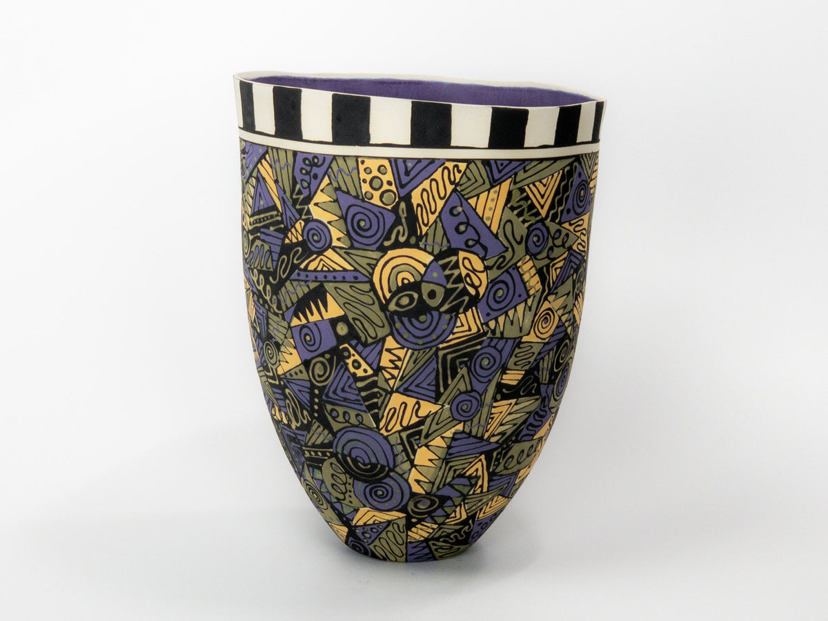 A Formal Passion for Purple II — JeanElton TallVase in Blue & Purple, side view