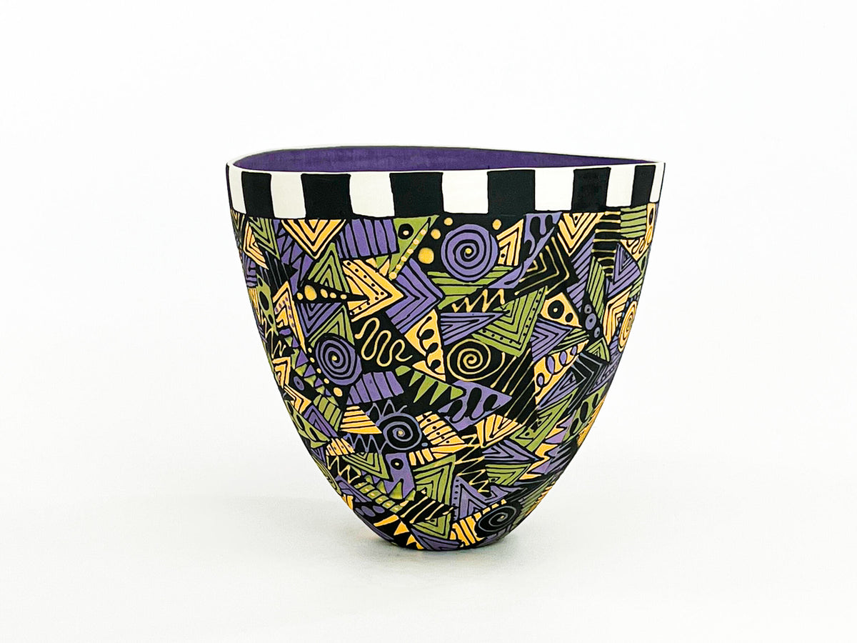 A Formal Passion for Purple V — JeanElton TallVase in Blue & Purple, three-quarter view