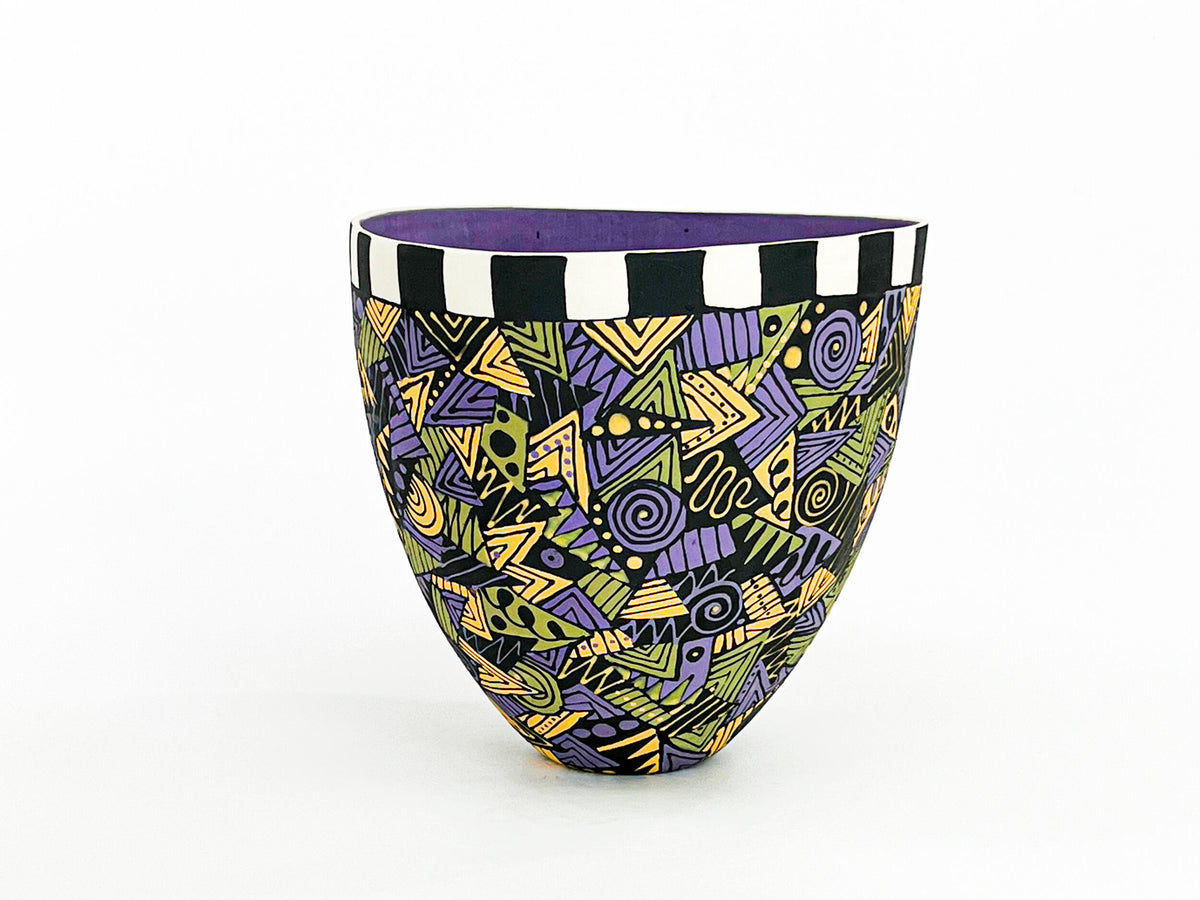A Formal Passion for Purple V — JeanElton TallVase in Blue & Purple, side view