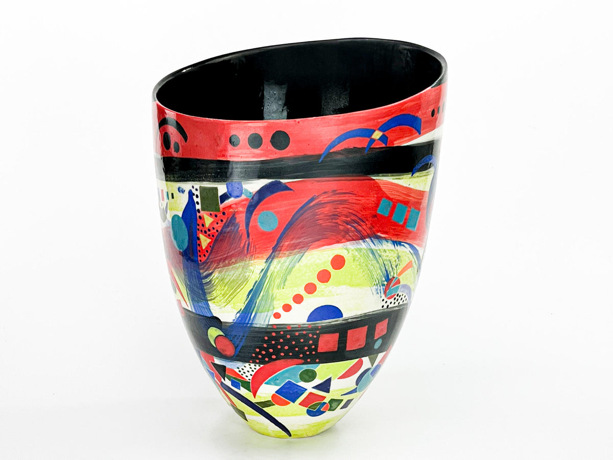 Circus on the Green — JeanElton TallVase in Multi-Color/Black, front view