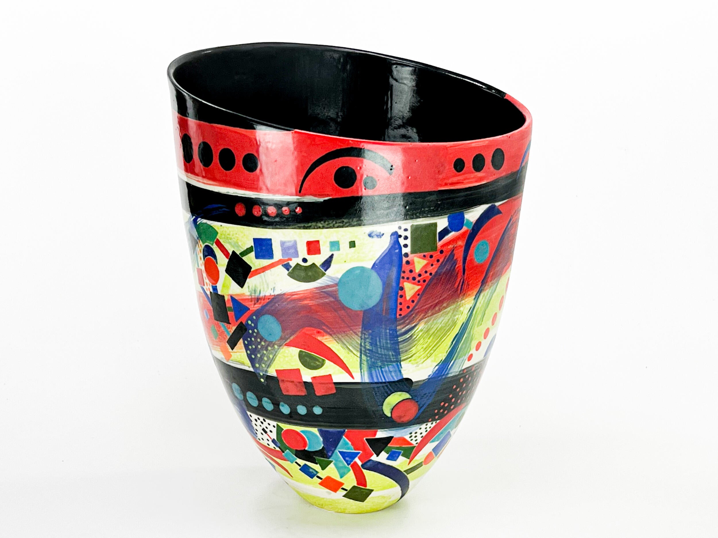 Circus on the Green — JeanElton TallVase in Multi-Color/Black, side view