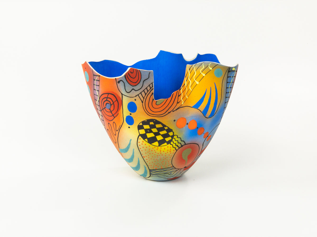 Solar Carnival II — JeanElton TallVase in Multi-Color/Blue, front view