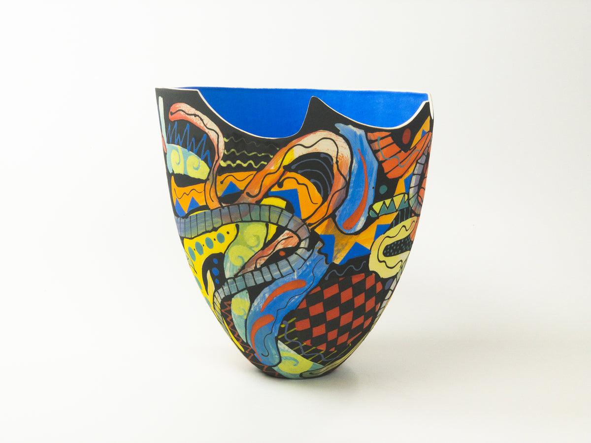Blue Tangle III — JeanElton TallVase in Multi-Color/Blue, front view