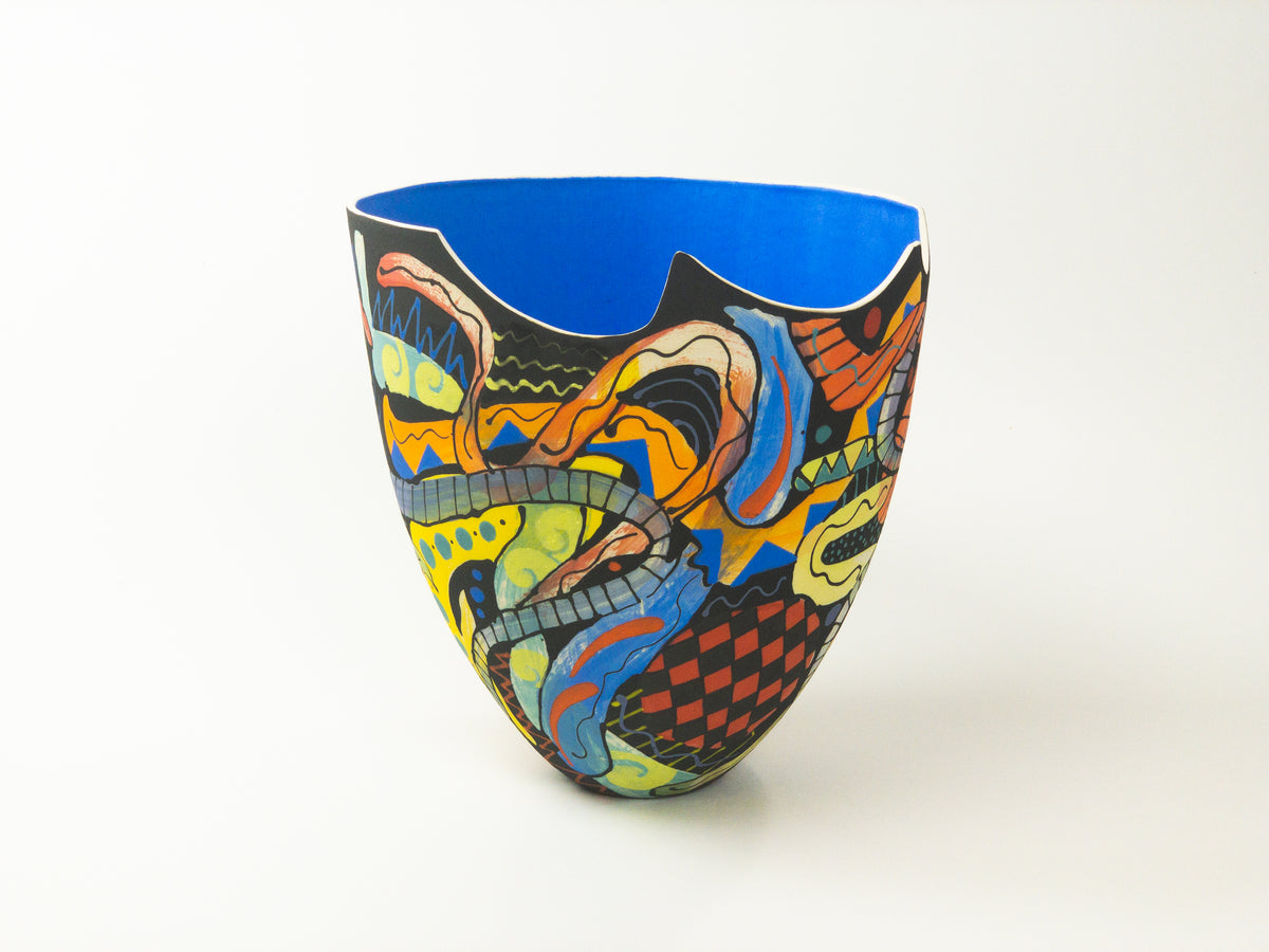 Blue Tangle III — JeanElton TallVase in Multi-Color/Blue, three-quarter view