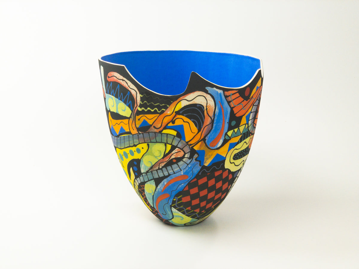 Blue Tangle III — JeanElton TallVase in Multi-Color/Blue, side view
