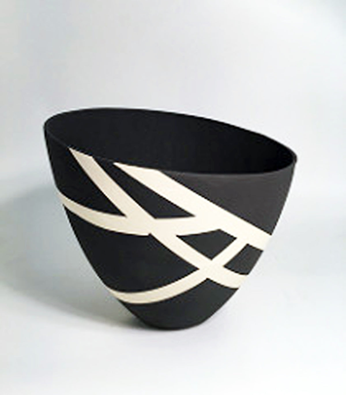 Night Route I — JeanElton TallVase in Black & Cream, front view