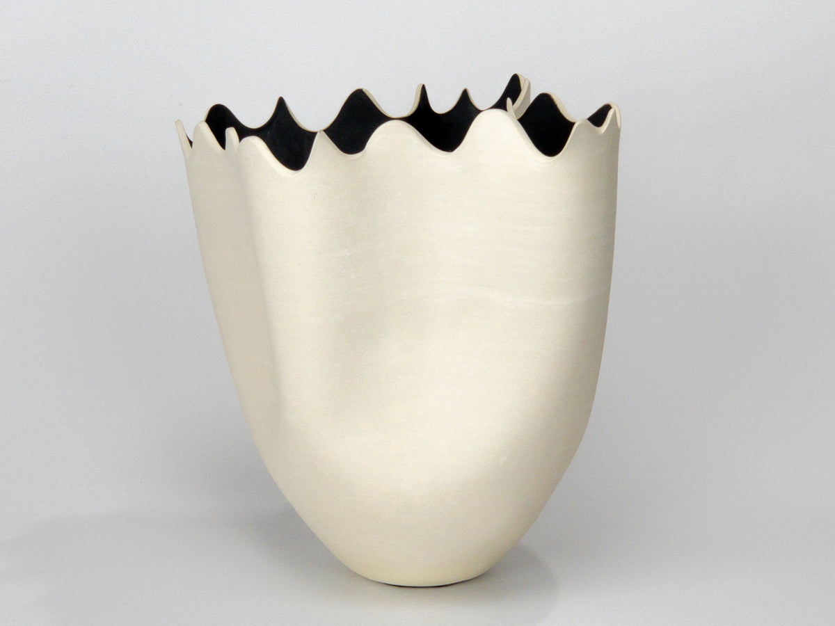 Choppy Cream II — JeanElton TallVase in Metallic & Cream, front view