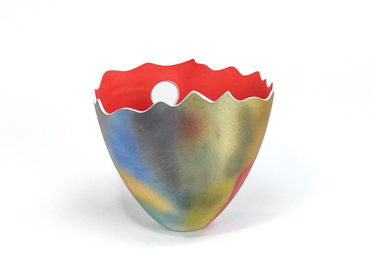 Hazy Sunset IV — JeanElton TallVase in Multi-Color/Orange, three-quarter view