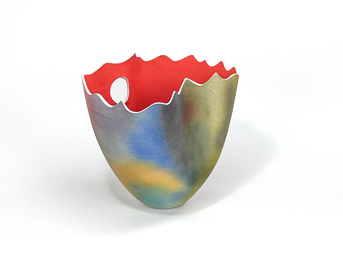 Hazy Sunset IV — JeanElton TallVase in Multi-Color/Orange, side view