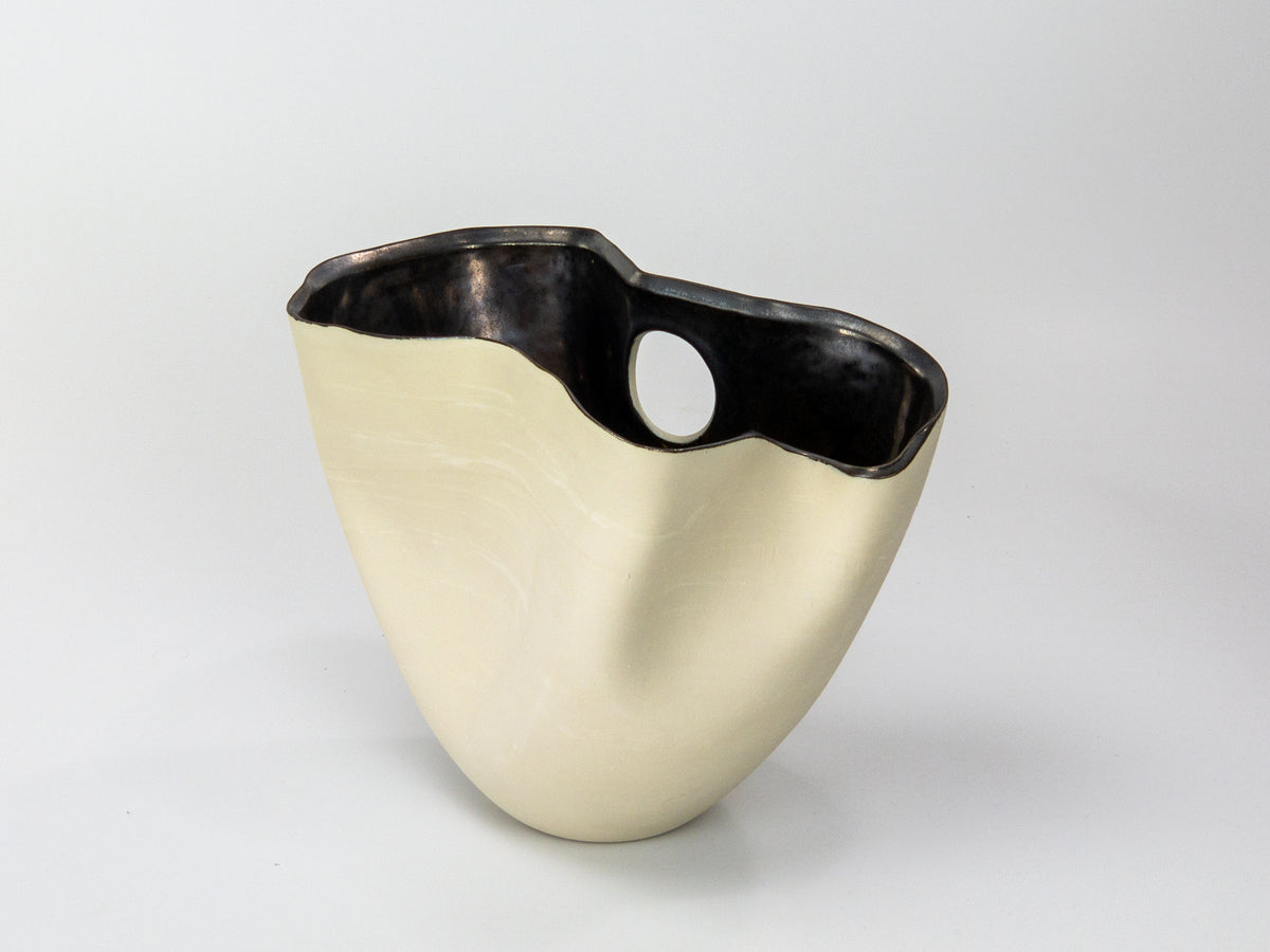 Portal to Palladium I — JeanElton TallVase in Metallic & Cream, front view