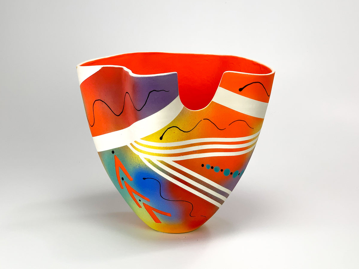 Intersections VI — JeanElton TallVase in Multi-Color/Orange, front view