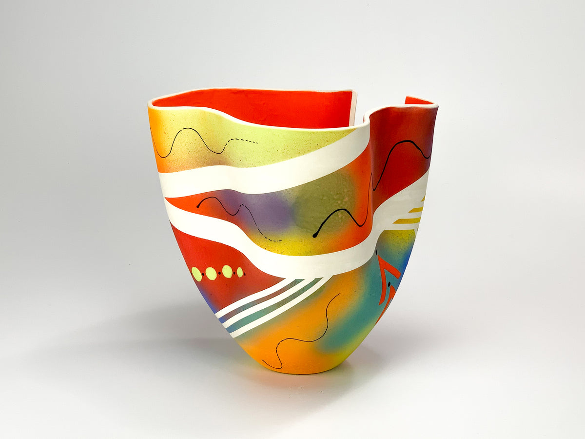 Intersections VI — JeanElton TallVase in Multi-Color/Orange, side view