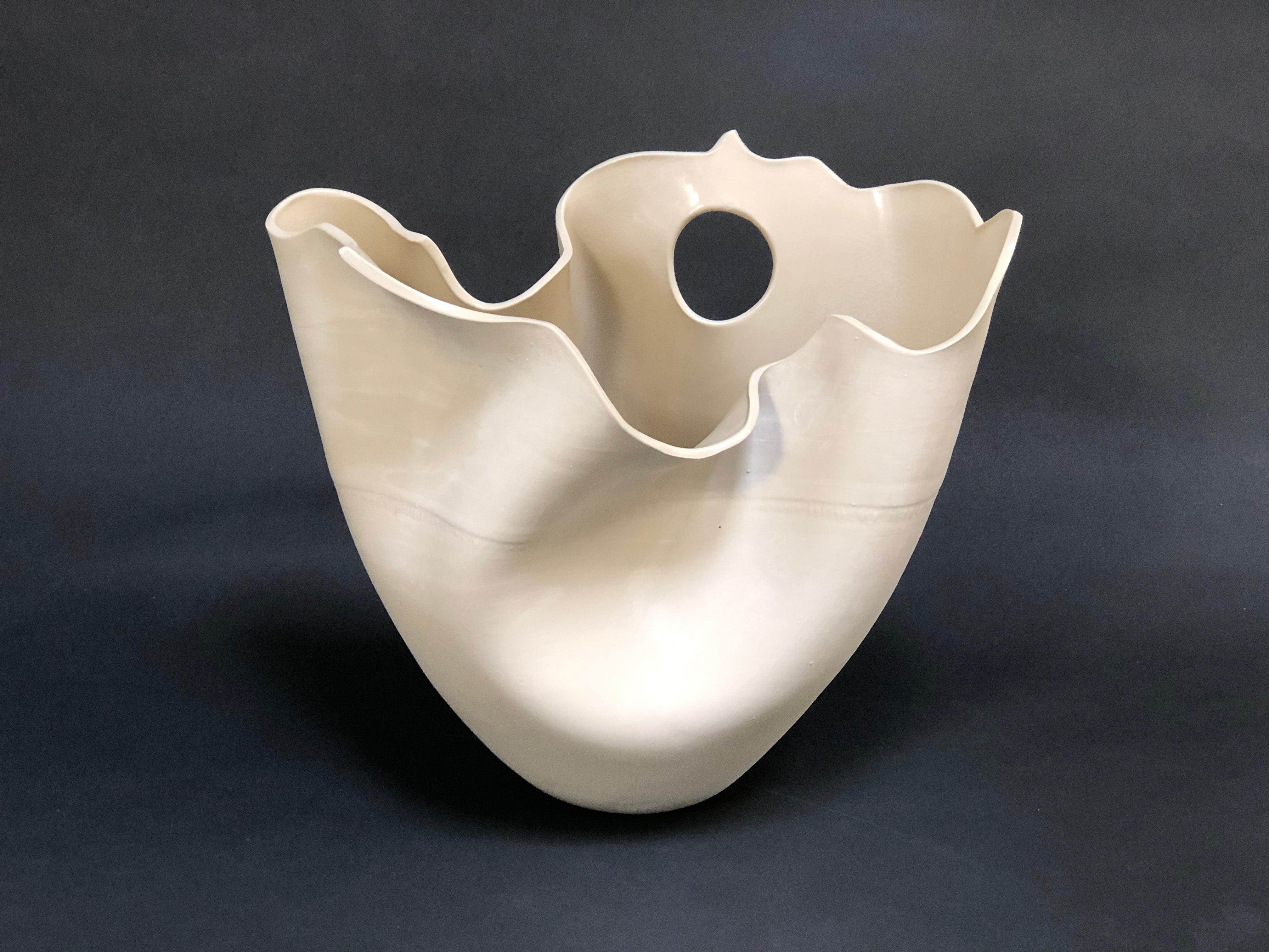Pristine Portal I — JeanElton TallVase in Neutral & Earth, front view