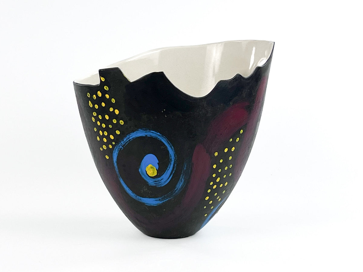 Celestial Script — JeanElton TallVase in Black & Cream, side view