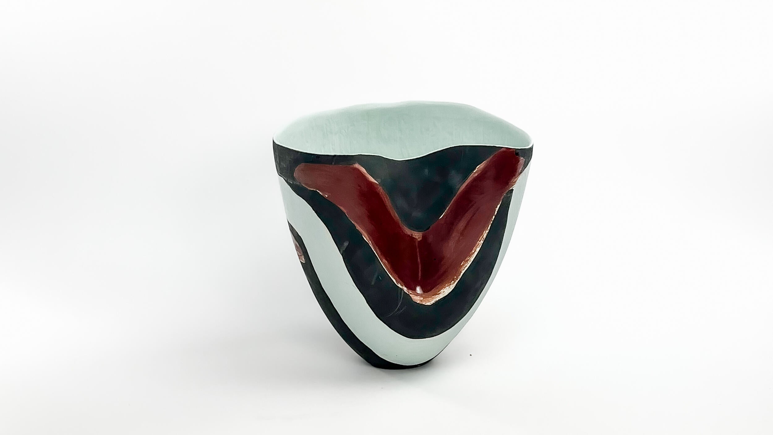 Red River II — JeanElton TallVase in Black & Cream, front view