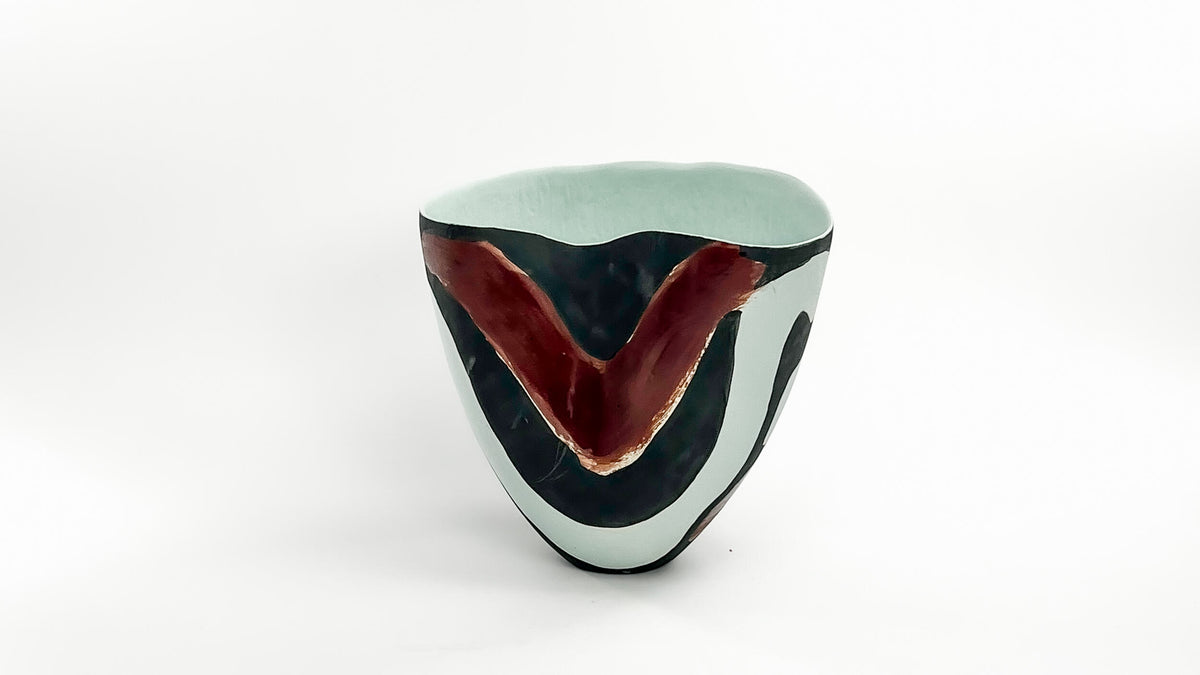 Red River II — JeanElton TallVase in Black & Cream, three-quarter view