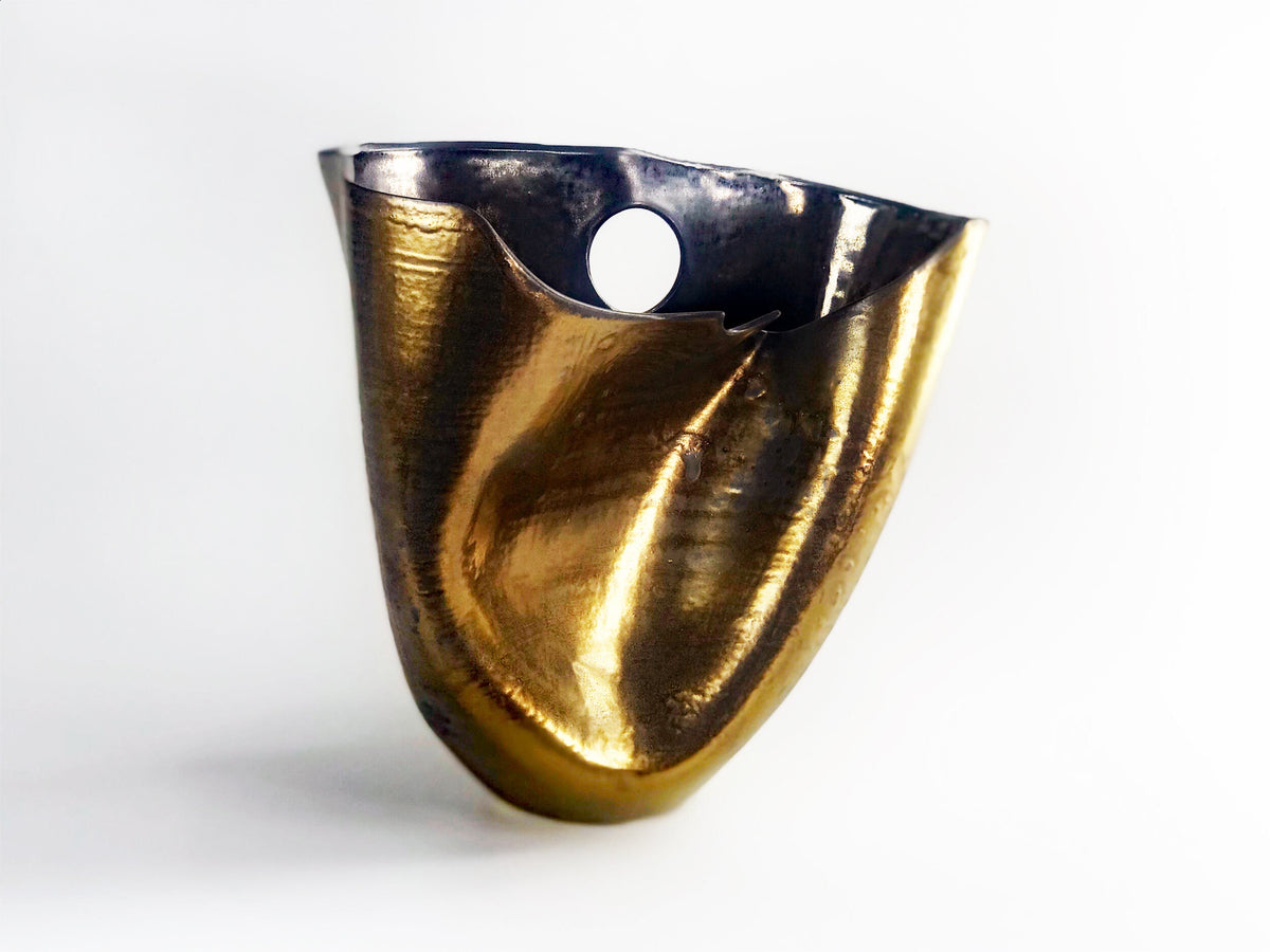 Bold Fold I — JeanElton TallVase in Gold & Metallic, front view