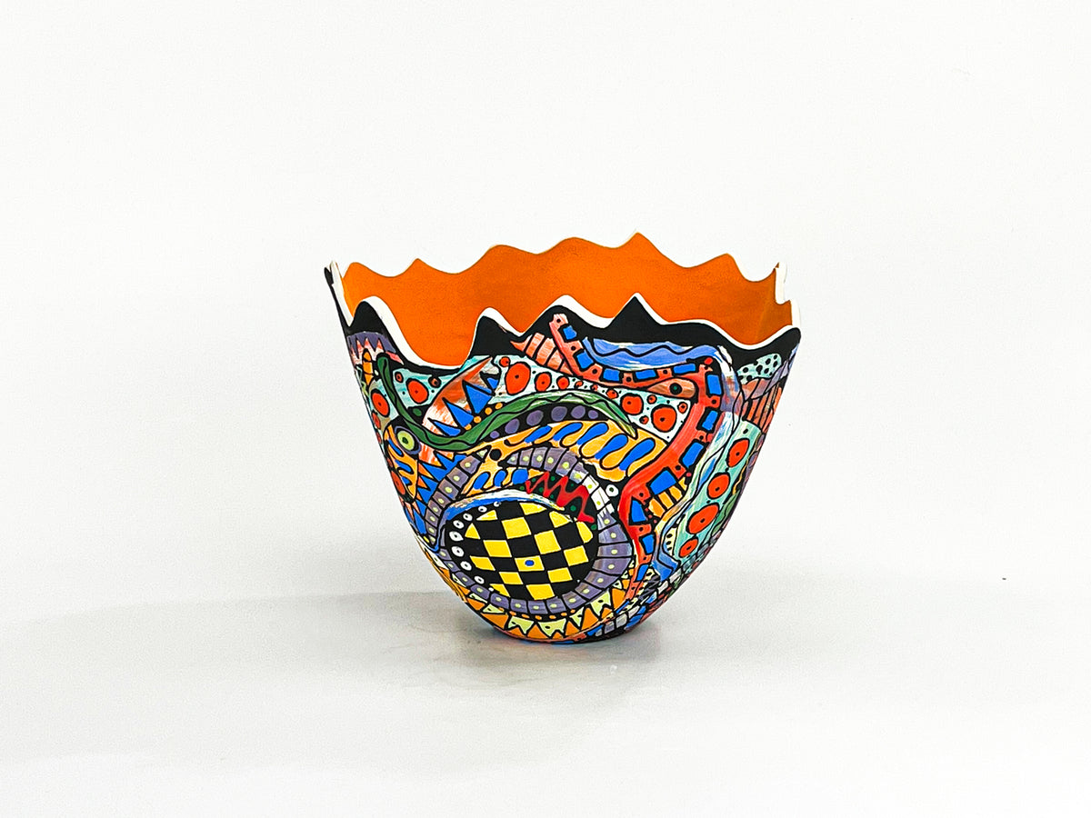 Mediterranean Mix II — JeanElton TallVase in Multi-Color/Orange, front view