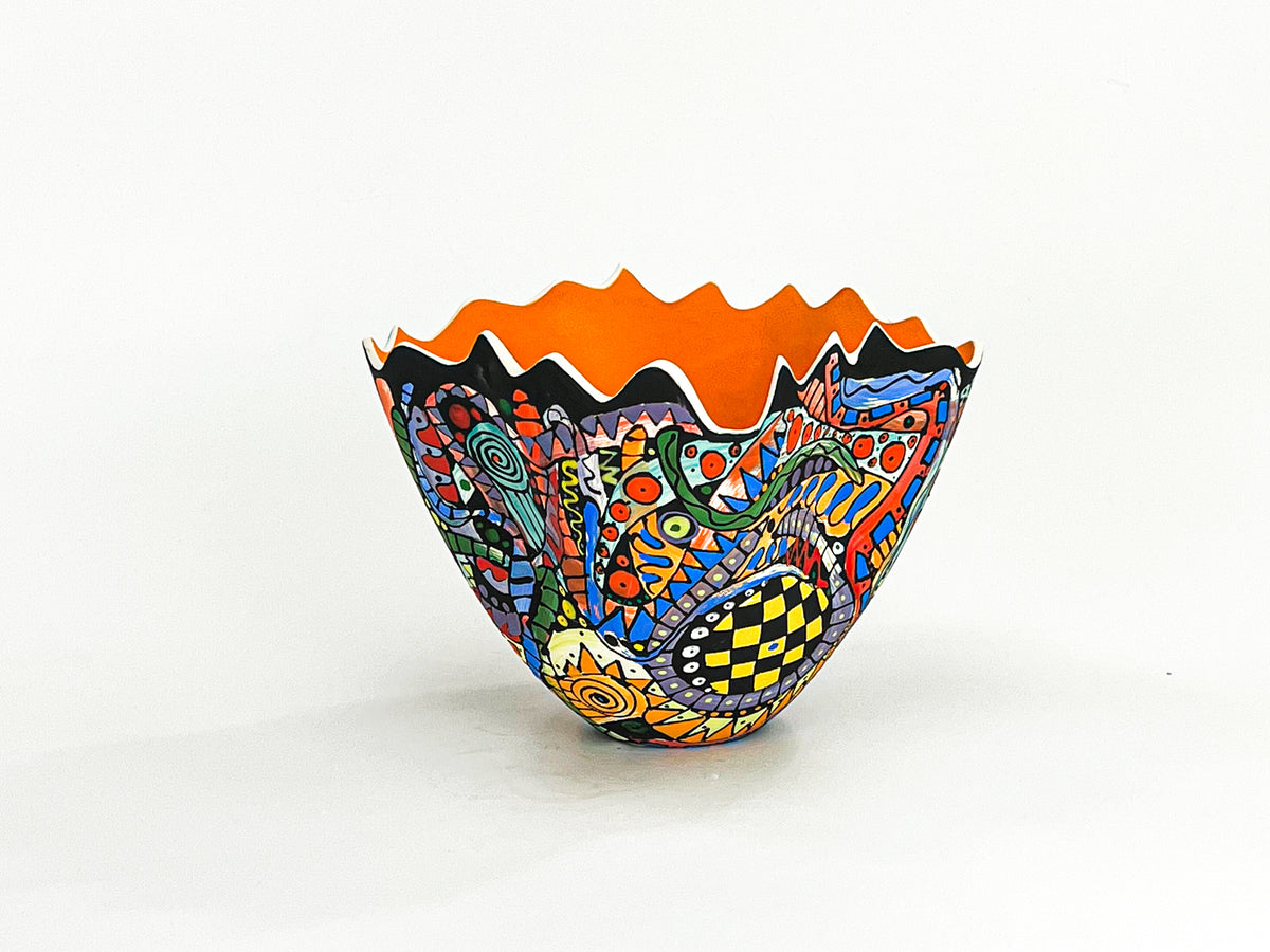 Mediterranean Mix II — JeanElton TallVase in Multi-Color/Orange, three-quarter view